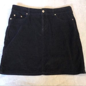 Nevada Corduroy High Waist Black Skirt